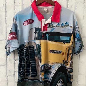 Peterbilt Truck 18 Wheeler Trailer Center Polo Shirt All Over Print Men's Large
